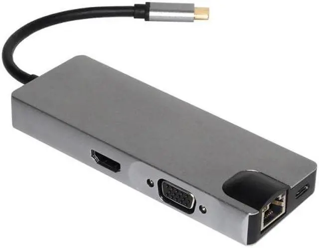 Main image of 8 in 1 Laptop Docking Station Power Adapter USB Hub Type C to 2 USB 3.0 HDMI VGA RJ45 PD Card Reader Adapter