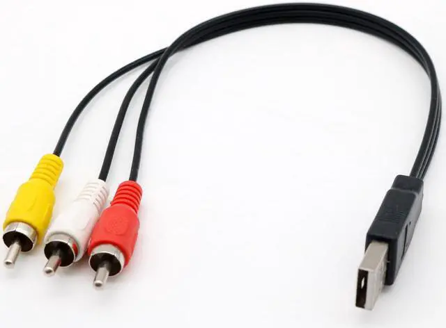 Main image of 10x USB Male Plug To 3 RCA Male Adapter Audio Converter Video A/V Cable USB to RCA Composite Cord for HDTV TV/PC Television Wire