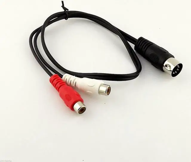 Alt view image 2 of 4 - 10pcs MIDI DIN 5 PIN Male Plug to Dual RCA Phono Female Jack Audio Adapter Cable 50cm