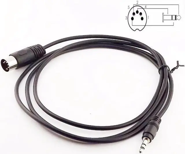 Alt view image 2 of 4 - 1pc Din 5 Pin Din MIDI Male Plug To 3.5mm Male Stereo Jack Audio Cable 150cm 5FT
