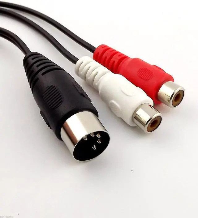 Alt view image 3 of 4 - 10pcs MIDI DIN 5 PIN Male Plug to Dual RCA Phono Female Jack Audio Adapter Cable 50cm
