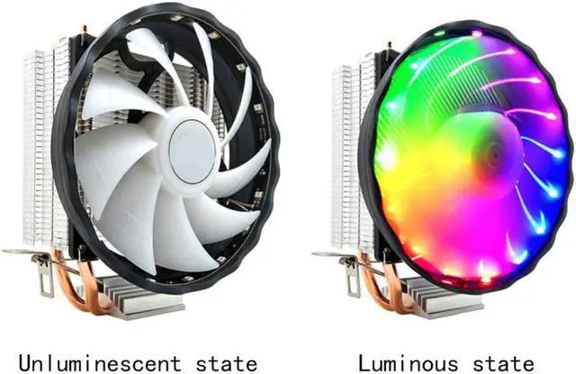 Alt view image 3 of 5 - 12V CPU Cooler  Copper Radiator Desktop Computer Silent Durable 3 Pin RGB Fan Cooling Led 2 Heatpipes For LGA 1155/1151 AMD