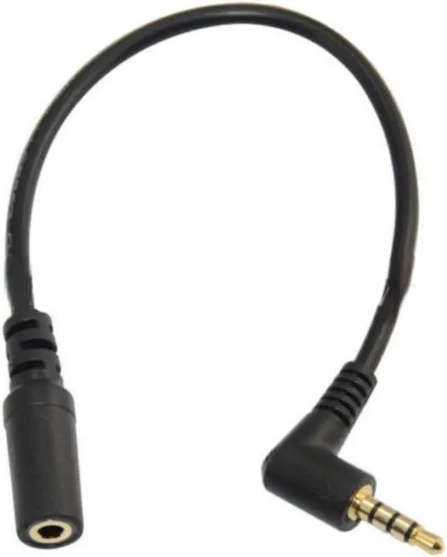 Main image of 20cm 90 Degree Right Angle 4 Pole TRRS 3.5mm Aux Audio Cable Extender Adapter M/F 3.5mm for PC OR Mic-earphone