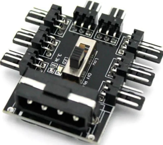 Alt view image 2 of 3 - Fan Hub 1 To 8 3Pin Pwm Sata Molex Splitter PC Mining Cable 12V Power Suppply Cooler Cooling Speed Controller 4PIN/SATA Adapter