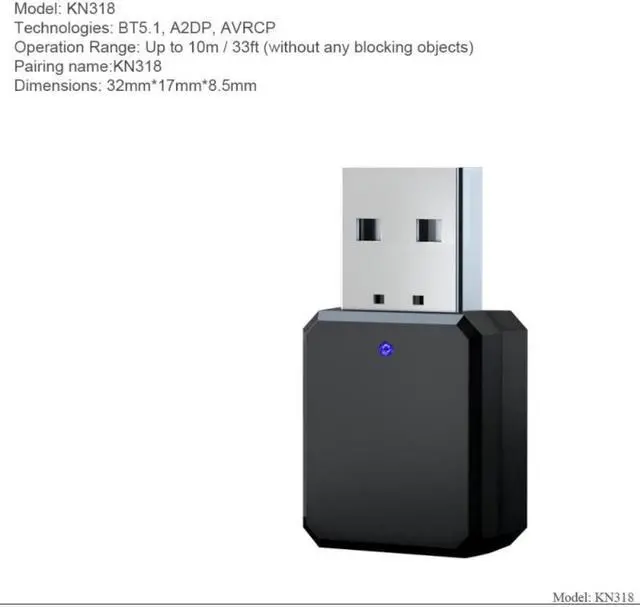 Alt view image 2 of 3 - Mini USB Wireless Bluetooth 5.1 Audio Receiver Adapter Music Speakers Hands-Calling 3.5mm AUX Car Stereo Bluetooth Adapter