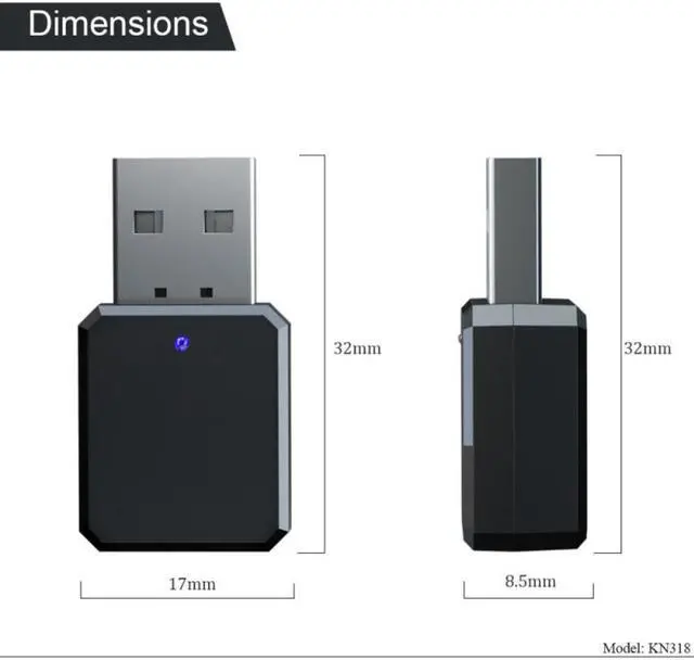 Alt view image 3 of 3 - Mini USB Wireless Bluetooth 5.1 Audio Receiver Adapter Music Speakers Hands-Calling 3.5mm AUX Car Stereo Bluetooth Adapter