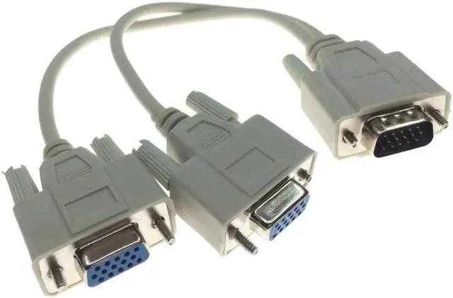 Alt view image 2 of 3 - VGA Splitter Cable 15 Pin VGA Male To 2 Female Splitter Cable SVGA Monitor Adapter Extension Converter Video Cable Lead for PC