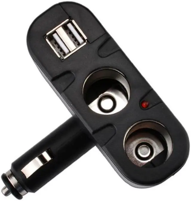 Alt view image 3 of 3 - DC 12V 60W Car Cigarette Lighter 2 Way Dual  USB Adapter Charger Plug 90 Degree Foldable for Car SUV Off-road Vehicle