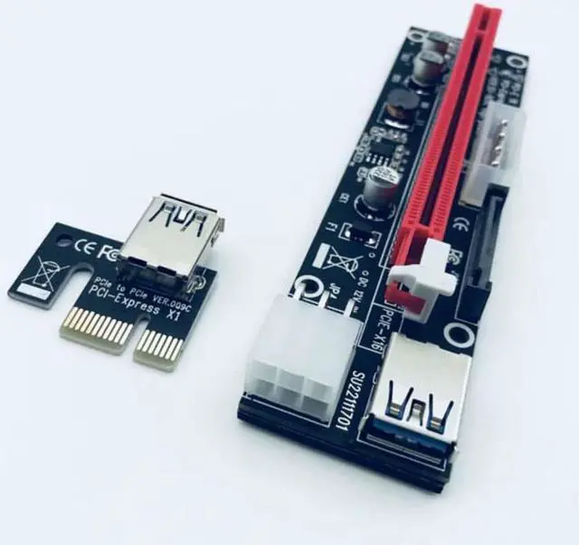 Alt view image 2 of 4 - PCI-E 1x to 16x Riser Card USB 3.0 Cable 3in1 SATA 4Pin 6Pin 30cm 60cm Power Supply for Antminer Bitcoin Miner Mining Machine