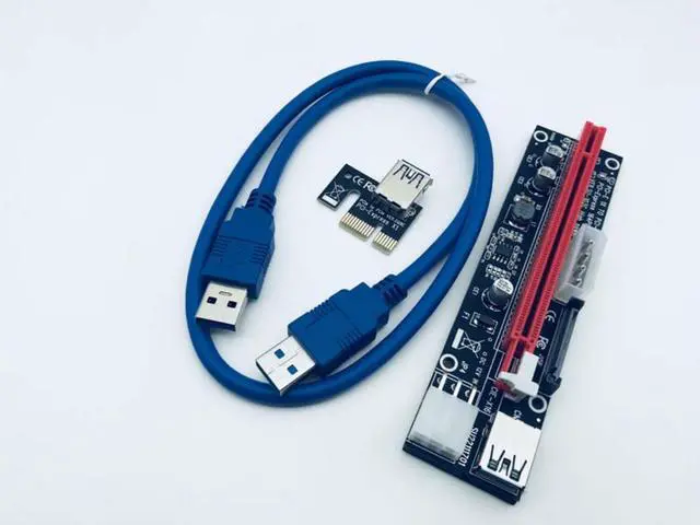 Main image of PCI-E 1x to 16x Riser Card USB 3.0 Cable 3in1 SATA 4Pin 6Pin 30cm 60cm Power Supply for Antminer Bitcoin Miner Mining Machine