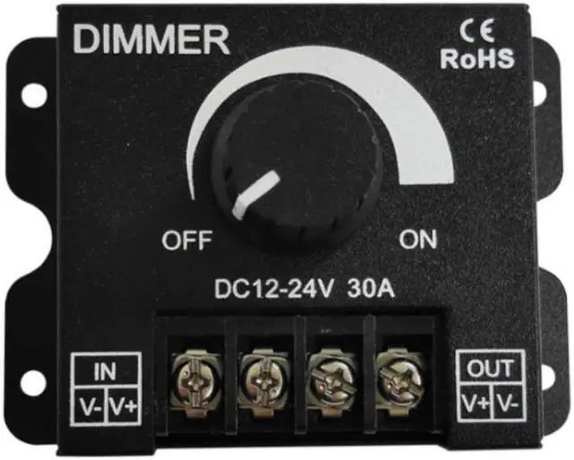 Main image of Black LED Dimmer DC 12V 24V 30A 8A Adjustable Brightness Dimmer Controller Switch for Lamp Bulb Strip Driver Single Color Light