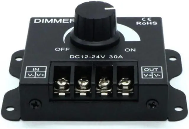 Alt view image 2 of 3 - Black LED Dimmer DC 12V 24V 30A 8A Adjustable Brightness Dimmer Controller Switch for Lamp Bulb Strip Driver Single Color Light
