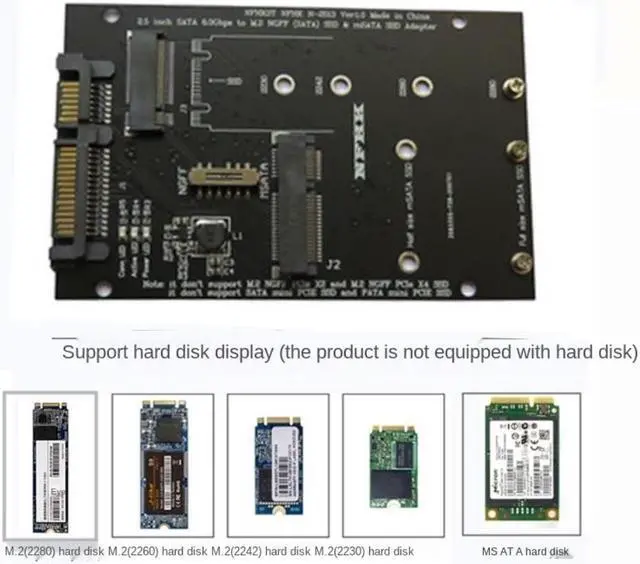 Alt view image 3 of 3 - M.2 NGFF MSATA SSD To 2.5-inch SATA3.0 Adapter 2 In 1 SSD Conversion Card, Suitable for PC Notebook Computers