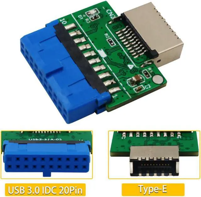 Alt view image 3 of 3 - Upgrade Version Vertical USB 3.1 Front Panel Socket Key-A Type-E To USB 3.0 20Pin Header Male Extension Adapter