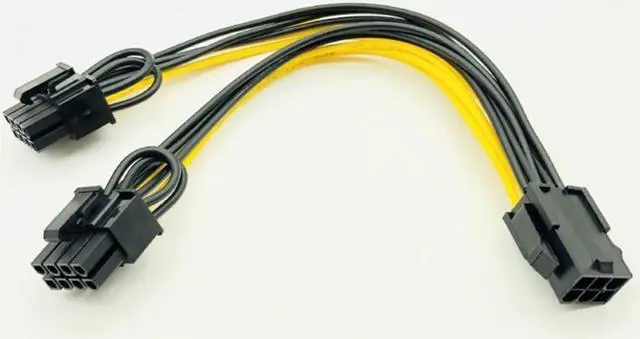 Alt view image 2 of 4 - 5PCS PCI-E 6-pin to Dual 6+2-pin (6-pin/8-pin) Power Splitter Cable Graphics Card PCIE PCI Express 6Pin to Dual 8Pin Power Cable