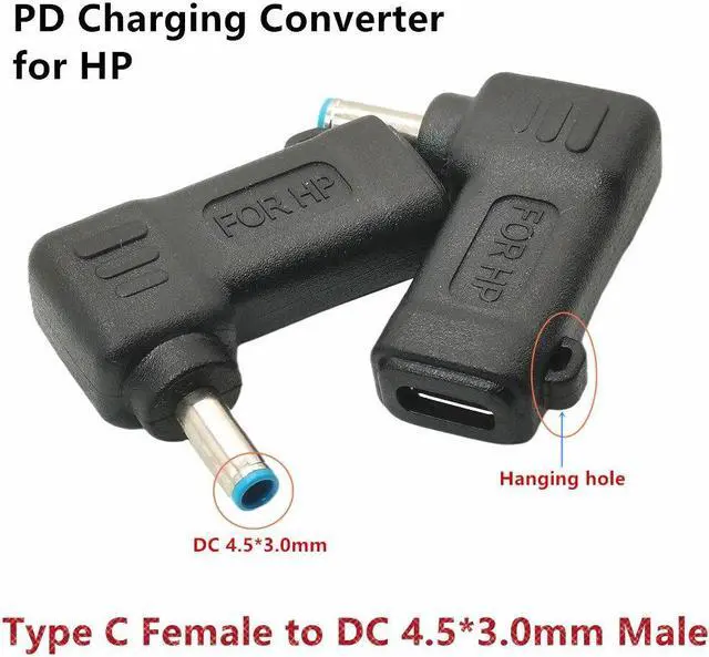 Main image of Type C USB-C Female Input to DC 4.5x3.0mm Power PD Charge Cable Adapter fit for HP Notebooks Laptop HP Stream 11 13 14 18-20V