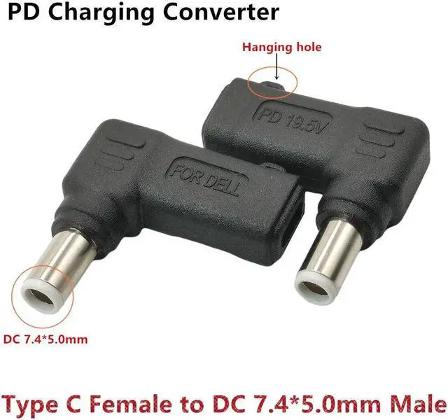 Main image of 65W PD USB Type C Female to DC 7.4*5.0mm Male Power Charging Adapter for Dell Latitude E6420 E6430 E6430s E6430U E6440 E6500