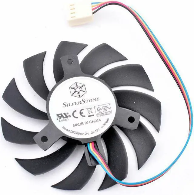 Main image of DFS801012H DC12V 0.26A 75mm diameter and 40mm hole pitch 4 wires 4pin cooling fan for graphics card