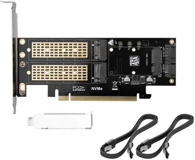 Main image of 3 in 1 NGFF and MSATA SSD Adapter Card M.2 NVME to PCIe 16X/M.2 SATA SSD to SATA III to SATA Converter+2 SATA Cable