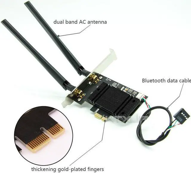 Main image of Desktop 867Mbps for Intel 8260 8260AC 802.11ac Wireless PCI-E Wifi Bluetooth 4.2 2 Dual band Antenna Adapter Card Wi-fi+BT 4.2