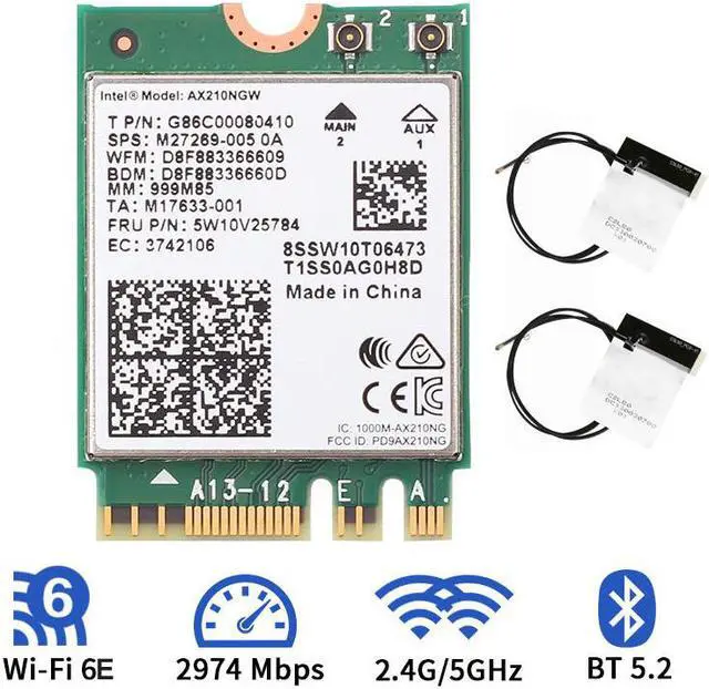 Main image of 3000Mbps Wireless card Intel AX210 Wifi 6e M.2 NGFF Bluetooth 5.2 Wifi network card 2.4G/5Ghz 802.11ax WiFi Adapter With antenna