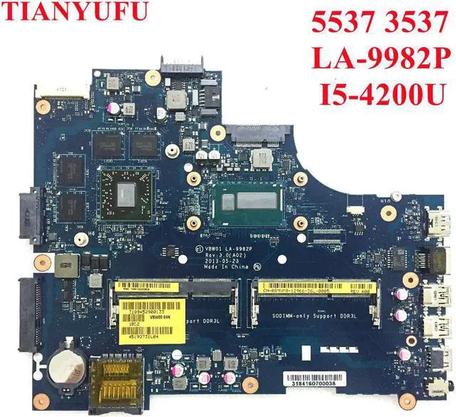 Main image of For DELL INSPIRON 3537 5537 Laptop Motherboard LA-9982P mainboard SR170 I5-4200U CPU DDR3L Motherboard tested 100% work