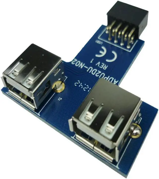 Main image of FOR Motherboard USB 2.0 9Pin Female to 2 Port A Female Adapter Converter PCB Board Card Internal PC Case