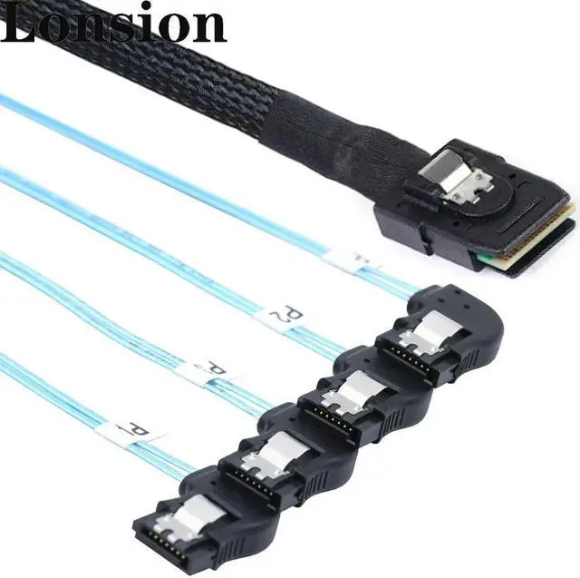 Main image of FOR MINI SAS HD SFF-8087 to 4x SATA Cable - Right Angle High Speed Server Internal Con tion Bundle