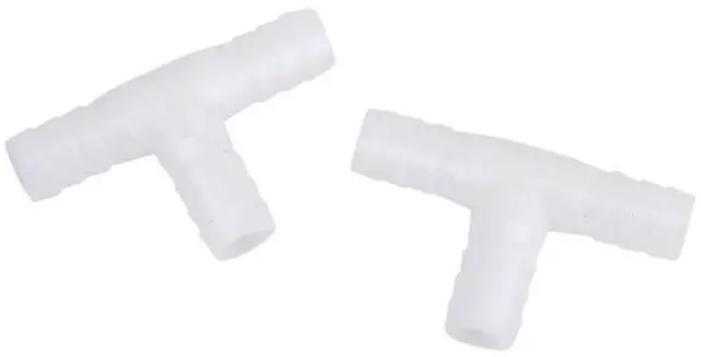 Main image of For 2 x 12mm Plastic Equal Tee Connector Barbed Pipe Fitting Air/Water Hose Joiner