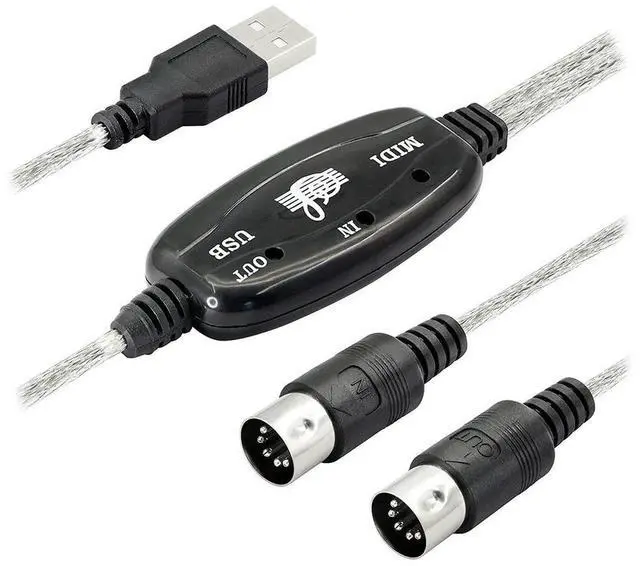 Main image of For USB MIDI Cable Adapter, USB Type A Male to MIDI Din 5 Pin In-Out Cable Interface with LED Indicator for Music Keyboard