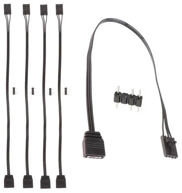 Main image of For 5Pcs for 4PIN RGB to Standard ARGB 3-Pin 5V Adapter Connector RGB Cable 25cm