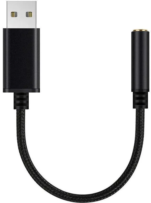Main image of FOR USB to 3.5mm Headphone Jack Audio Adapter,External Stereo Sound Card for PC, Laptop,for PS//4,for Etc (0.6 Feet,Black)