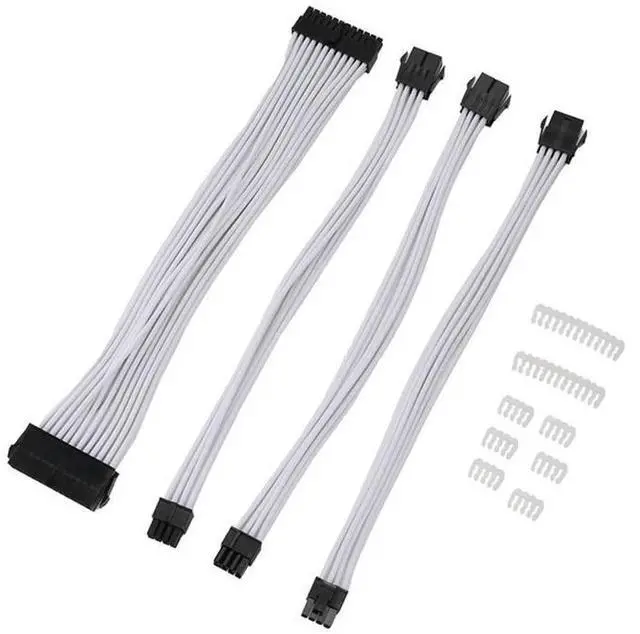Main image of FOR 9-Inch Braided Extension Cable Kit Basic Extension Cable For PC Case Comb Included ATX 24 Pin PCIE 6+2Pin CPU 4+4Pin
