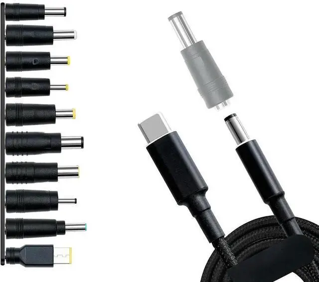 Main image of FOR USB C to DC Adapters 10PCS Power Plug Kit, Uni l Supply 100W PD Power Cable & 5.5x2.1mm Round Barrel Jack for