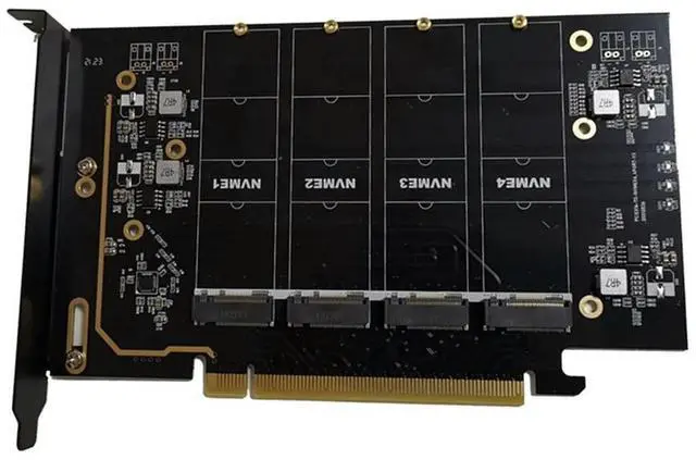Main image of FOR M.2 NVME to PCIe 4.0 X16 Adapter Card, Supports 4 NVMe M.2 2280, Supports Bifurcation Raid