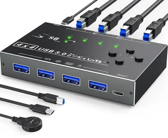 Main image of FOR USB 3.0 Switch 4 Computers, 4 Ports USB Switch Selector For Keyboard Mouse Switch Printer Sharer,
