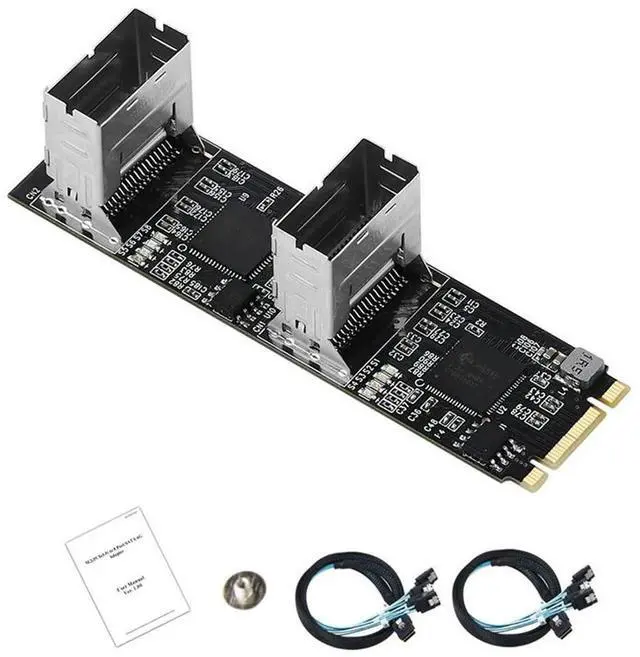 Main image of FOR M.2 PCIe3.0 to 8 Ports SATA 6G Multiplier Controller Card B/M Key NGFF Each Port Arrive 6Gbps with 2 Mini SAS Inter