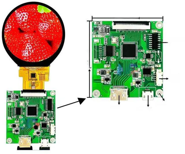Main image of FOR 2.1 inch 480x480 Round Circle HDMI-compatible TO RGB MIPI IPS 40Pins LCD Module tor Screen USB Capacitive Panel Player