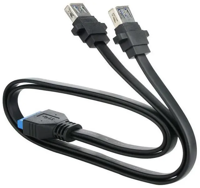 Main image of FOR Dual Ports USB 3.0 Female Screw Panel Mount To Motherboard 20 Pin Header Flat Cable Cord