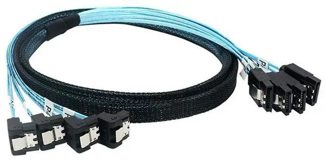 Main image of FOR SAS 4.0 4SATA to 4SATA Cable with 90° Bend - Effortless Data cable Transfer for SSD Hard Drives and Motherboards