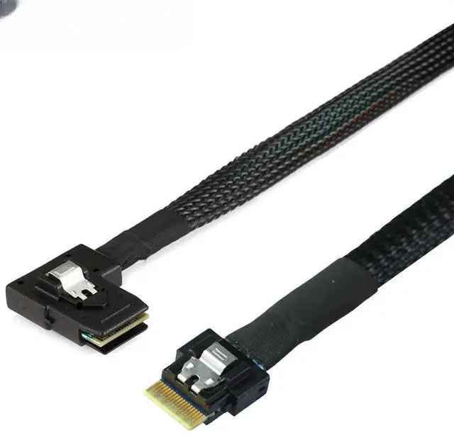 Main image of FOR High-speed SlimSAS 4.0 SFF-8654 4i to SAS SFF-8087 Left Angle Adapter Cable for High-Performance Servers