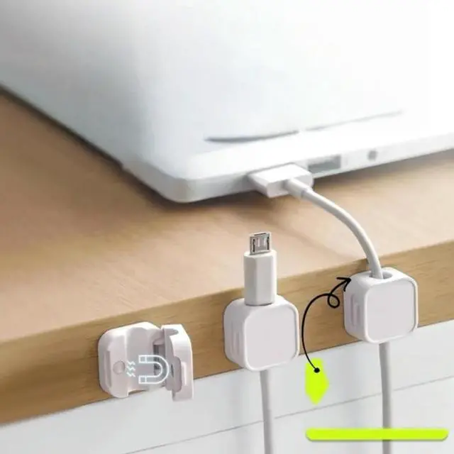 Main image of FOR Tangle-Free Cable Management-Self-Adhesive Holder And Organizer(7Pcs), White- Ideal Solution For Home And Offic