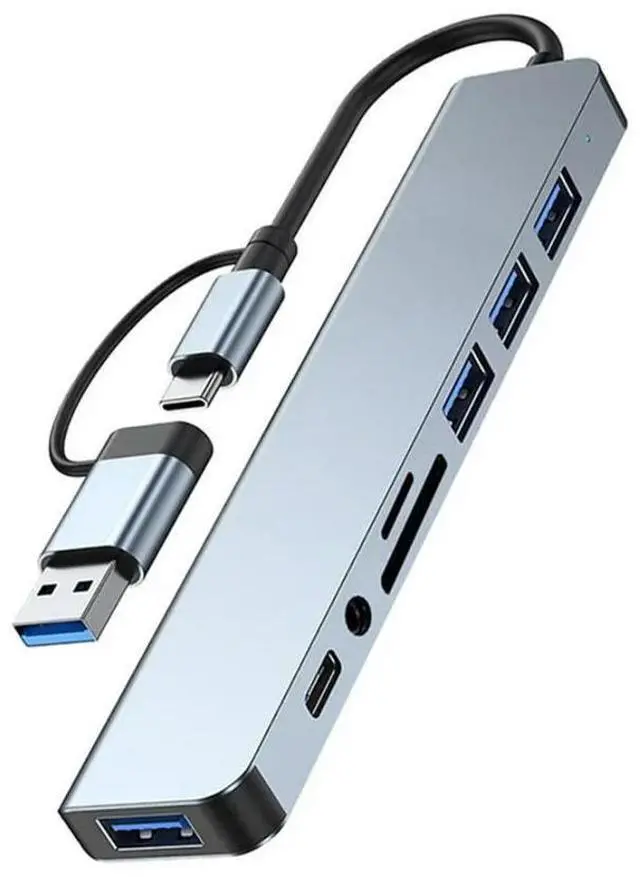 Main image of FOR 8 In 2 USB +Type C HUB Docking Station With 3.5Mm Audio Jack Adapter SD Card Reader Laptop Tablet Disk Converter
