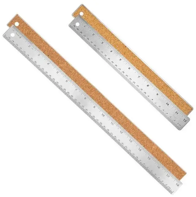 Main image of FOR Stainless Steel Metal Ruler 12+ 18 Inch Non-Slip Ruler With Cork Backing Inch And Centimeter Markings Straight Design