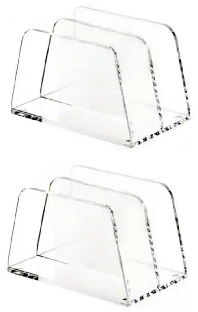 Main image of FOR Acrylic Mail Letter File Holder For Desk, 2 Sections Clear Countertop Small Document Notebook Organizer Folder