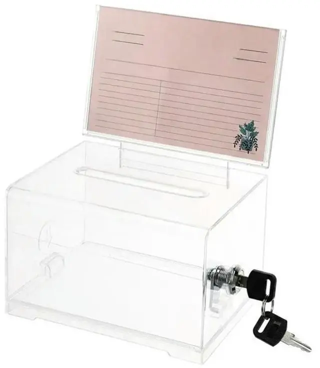 Main image of FOR Clear Acrylic Business Card Holder Storage Box Suggestion Ballot Raffle Donation Trading Card Desk Accessories Organizer Ga