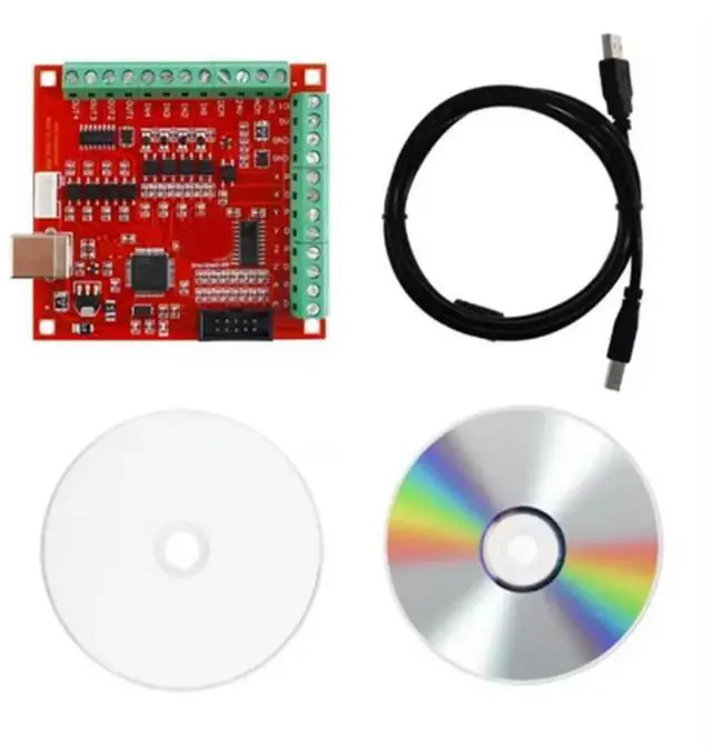 Main image of FOR MACH3 4-AXIS Controller Card With Breakout Board Module USB Support For Stepper And Servo Motors 100Khz And USB Cable&
