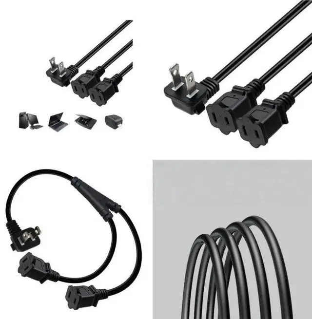 Main image of FOR 1x1-15P Right Bend Plug to 2x1-15R Power Adapter, ETL Certified Two-pin Plugs