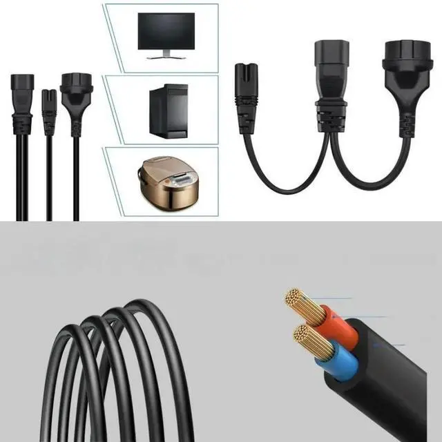 Main image of FOR IEC320 C14 Male to C7 Female and German 4.8mm Socket Adapter Converter Cable