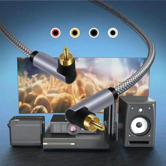 Main image of FOR Cable Double 90 Degree Male to Male Subwoofer Cable for Amplifier System